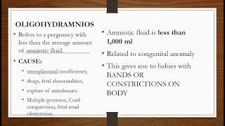 OLIGOHYDRAMNIOS  GESTATIONAL CONDITIONS [upl. by Thagard]