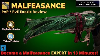 MALFEASANCE Destiny 2 Beyond Light Full PvPPvE Exotic Review [upl. by Eleonore]