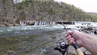 Found AMAZING Fishing Spot River Fishing for Smallmouth Bass [upl. by Irbmac]