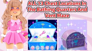 EASY ALL 13 Chest Locations In The Bathing Quarters And Vent Maze Royale High Campus 3 Update [upl. by Neffirg]