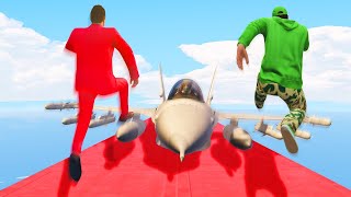 JUMP OVER THE FLYING JET CHALLENGE GTA 5 Funny Moments [upl. by Lotsyrc299]