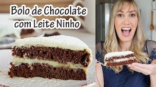 BOLO DE CHOCOLATE COM LEITE NINHO  ChocoNinho I Receitas e Temperos [upl. by Sukul141]